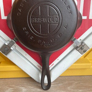 Vintage GRISWOLD Cast Iron SKILLET Frying Pan # 4 Large Block Logo HTF Fully Restored