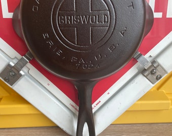 Vintage GRISWOLD Gusseisen SKILLET Pfanne # 4 Großes Block-Logo HTF vollständig restauriert