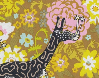 deer in garden silkscreen