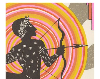 sagittarius astrology silkscreen horoscope art