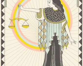 Libra astrology silkscreen horoscope art