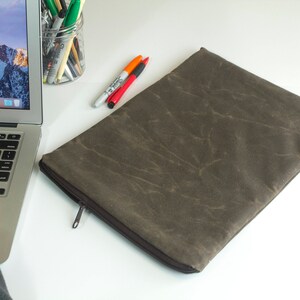 Waxed Canvas The New 13 or 15 MacBook Pro, 13 or 15 MBP Older Model/13 or 15 MBP Retina Display, 13/15 Dell XPS Sleeve Case image 1