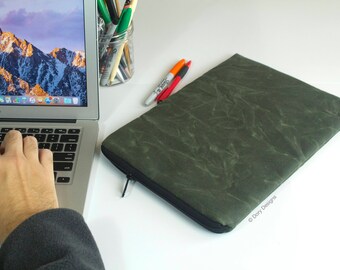 Waxed Canvas - 13" or 15" MacBook Pro, 13" or 15" with Retina Display, 13"  0r 15" Laptop Sleeve - Padded with Water Resistant Lining