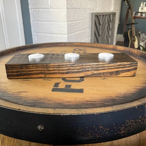 Reclaimed Wood Tea Light Candle Holder: Rustic Table Centerpiece