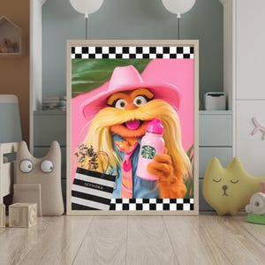 Preppy Lorax Wall Art | Cute Pink Lorax Poster | Dr. Seuss-Inspired Digital Print | Lorax Gift | Lorax in Preppy Clothes | Girly Cutenss!!