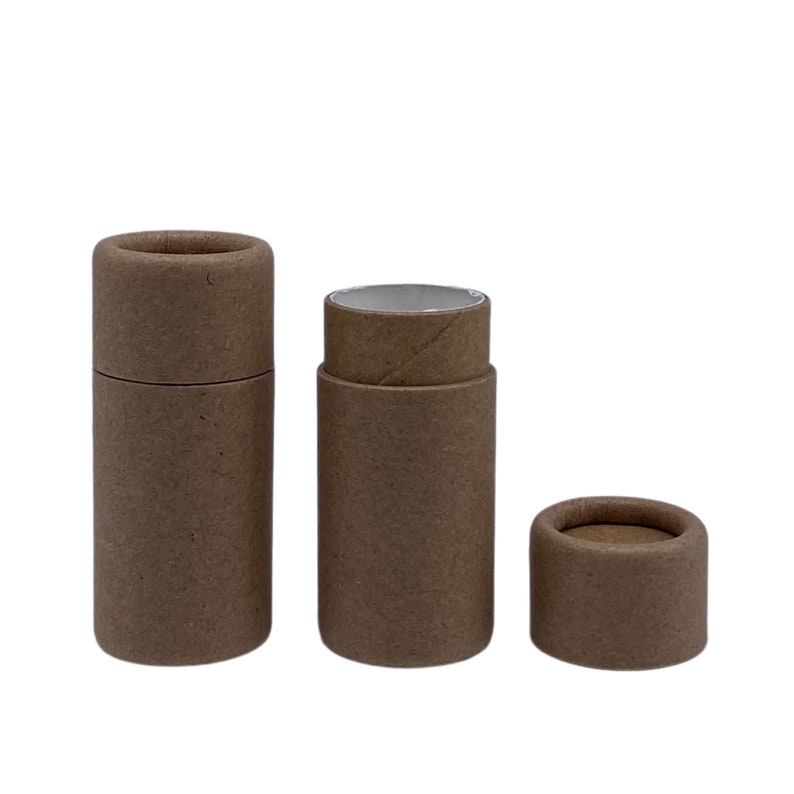 100 Eco Lip Balm Tubes .25oz 7g, Wholesale Kraft Paper Push Up Cosmetics Container, Bulk Sustainable Packaging Brown