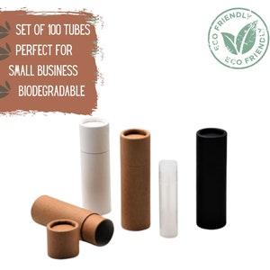 100 tubos push up ecológicos 1 oz 30 g, Envase de cosméticos compostable de papel Kraft, Chapstick, Bálsamo labial y Lápiz labial Envase sostenible