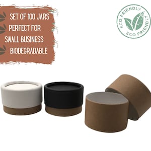 100 Small Eco Packaging Jars 1oz 30g - Biodegradable Jars for Face Cream and Cosmetics, Lotion Jars for Samples and Travel