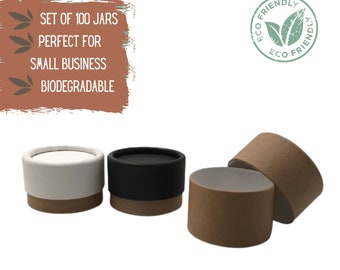 100 Small Eco Packaging Jars 1oz 30g - Biodegradable Jars for Face Cream and Cosmetics, Lotion Jars for Samples and Travel