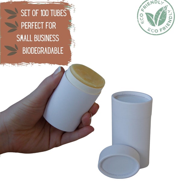 100 Oval Balm Tubes 2.5oz 70g - Eco Friendly Deodorant or Cosmetic Push-Up Container, Recyclable Sustainable Packaging- 2.5 ounce 70 ml