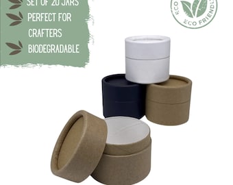 20 Eco Friendly Jars 2oz 60g, Lotion or Body Butter Pot, Small Jars for Face Cream and Cosmetics, Biodegradable Compostable Eco Packaging