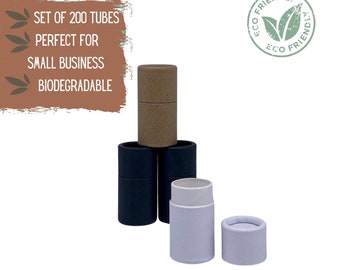 200 Short Eco Friendly Lip Balm Tubes .2oz 5g, Wholesale Lipstick or Chapstick Tube, Bulk Kraft Paper Cardboard Push-Up Container