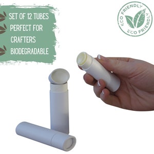 12 Tubos de Bálsamo Labial Ovalados .5oz 15g - Tubos Push Up Sostenibles, Envase Cosmético Ecológico para Lápiz Labial o Chapstick - 0.5 1/2 onzas 15 ml