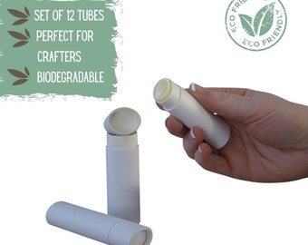 12 Lip Balm Balm Tubes .5oz 15g -  Sustainable Push Up Tubes, Eco Cosmetic Packaging for Lipstick or Chapstick - 0.5 1/2 ounce 15 ml