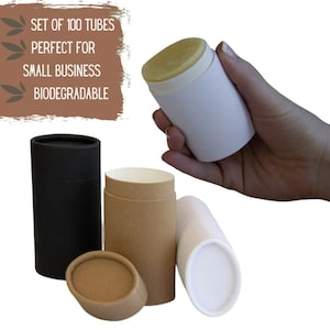 100 Tubos de Bálsamo Ovalados 2.5oz 70g - Desodorante Ecológico o Envase Push-Up Cosmético, Embalaje Sostenible Reciclable - 2.5 onzas 70 ml