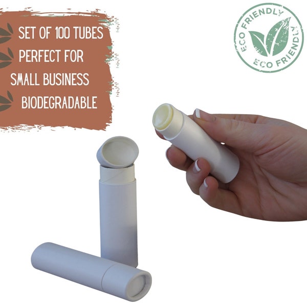 100 tubes de baume à lèvres ovales .5 oz 15 g - Récipient de cosmétiques push-up compostable pour rouge à lèvres, rouge à lèvres et parfums solides