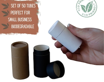 50 Eco Balm Push-Up Tubes 1.25oz 35g - Sustainable Natural Deodorant and Cosmetics Tube, Wholesale Packaging - 1.25 ounce 35 ml