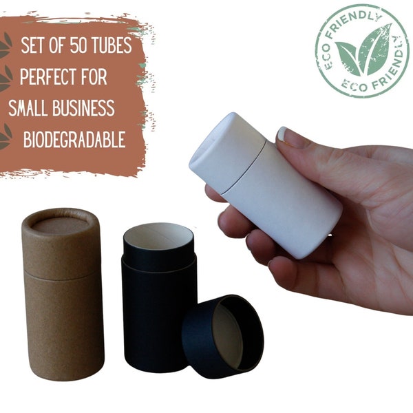 50 Eco Balm Push-Up Tubes 1.25oz 35g - Sustainable Natural Deodorant and Cosmetics Tube, Wholesale Packaging - 1.25 ounce 35 ml