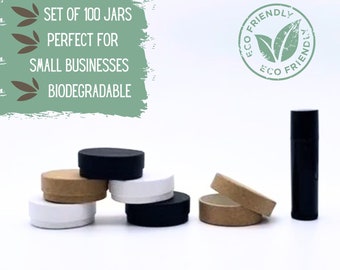 100 Eco Packaging Cosmetic Jars .3oz 8.5g, Mini Jars, Small Pots, Biodegradable Cosmetics Packaging