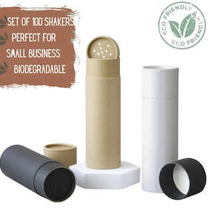100 vasetti per polvere con setaccio da 4 once 115 g - Imballaggio ecologico all'ingrosso, imballaggio ecologico per alimenti e cosmetici, imballaggio biodegradabile