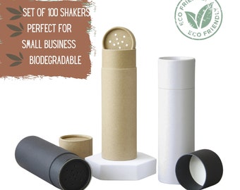 100 Powder Jars with Sifter 4oz 115g - Wholesale Eco Packaging, Eco Friendly Packaging for Food and Cosmetics, Biodegradable Packaging