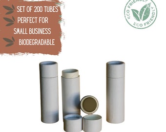 200 Eco Friendly Lip Balm Tubes .3oz 8.5g, Wholesale White Lipstick or Chapstick Containers, Bulk Kraft Paper Cardboard Push-Up Tubes