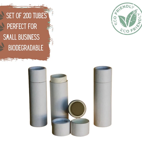 200 tubes de baume à lèvres écologiques de 0,3 oz et 8,5 g, récipients de rouge à lèvres ou de rouge à lèvres blancs en gros, tubes à pompe en carton en papier kraft