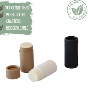 100 tubos de bálsamo labial ecológico 0,25 onças 7g, atacado de papel kraft push up recipiente de cosméticos, embalagem sustentável a granel