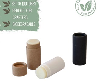 100 tubes de baume à lèvres écologique 0,25 oz 7 g, récipient pour cosmétiques push-up en papier kraft en gros, emballage durable en vrac
