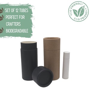 12 Eco Balm Tubes 2.5oz 70g - Compostable Push Up Tubes for Natural Deodorant and Cosmetics, Eco Friendly Packaging - 2.5 ounce 70 ml