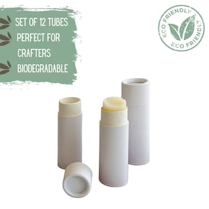 12 tubes de baume à lèvres écologiques de 0,3 oz 8,5 g, rouge à lèvres push-up en carton blanc ou récipient pour baume à lèvres Home Crafter
