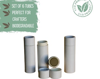 6 Eco Friendly Push Up Lip Balm Tubes .25oz 7g, Home Craft White Cosmetic Container, DIY Lip Balm or Lipstick Packaging