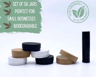 50 Cosmetic Jars .3oz 8.5g, Eco Friendly Packaging, Mini Jars, Biodegradable Cosmetics Packaging