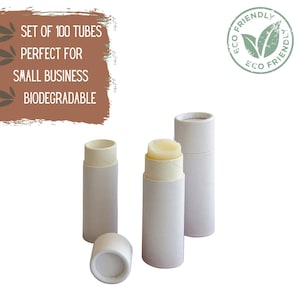 100 tubos de bálsamo labial ecológicos, 3 onças, 8,5 g, recipiente cosmético push-up de papelão branco a granel para batom ou batom