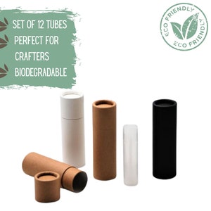 12 tubos push-up ecológicos 1oz 30g, batom diy ou bálsamo labial, recipiente de cosméticos de papelão artesanal para pequenas empresas
