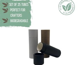 25 Lip Balm Tubes for Eco Friendly Packaging .15oz 4.5g, Cardboard Push Up Tube for Lipstick or Chapstick, Cosmetic Product Packaging