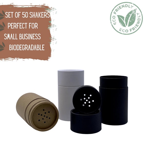 50 pots de poudre avec tamis 2 oz 60 g - Emballage écologique pour cosmétiques et aliments, Emballage écologique en gros, Emballage biodégradable