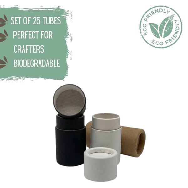 25 Short Eco Friendly Lip Balm Tubes .2oz 5g, Sustainable Kraft Paper Tube for Chapstick, Lipstick and Lipbalm