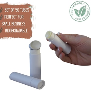 50 Lip Balm Balm Tubes .5oz 15g - Eco Friendly Push Up Tubes, Sustainable Cosmetic Packaging for Lipstick or Chapstick - 0.5 1/2 ounce 15 ml
