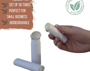 50 Lip Balm Balm Tubes .5oz 15g - Eco Friendly Push Up Tubes, Sustainable Cosmetic Packaging for Lipstick or Chapstick - 0.5 1/2 ounce 15 ml