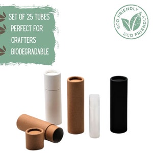 25 Push Up Tubes in Eco Friendly Packaging 1oz 30g, Sustainable Kraft Paper Tube for Chapstick, Lipstick and Lipbalm