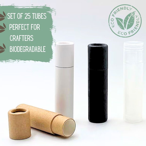 25 tubes de baume à lèvres d'emballage écologique, tube push-up en carton de 0,2 oz 5 g, emballage de produit écologique cosmétique