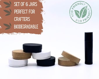 6 Cosmetic Mini Jars .3oz 8.5g, Eco Friendly Packaging, Biodegradable and Recyclable Cosmetics Packaging, Small Jars for Sample and Travel