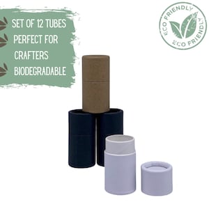 12 tubos de bálsamo labial ecológicos de 0,2 oz y 5 g, envase de cartón de papel Kraft biodegradable con realce para cosméticos DIY, embalaje para manualidades en el hogar