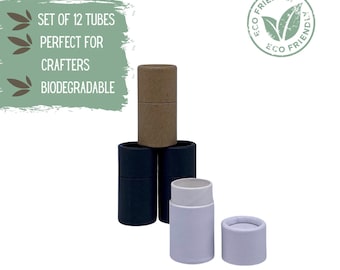 12 Eco Friendly Lip Balm Tubes .2oz 5g, Biodegradable Kraft Paper Cardboard Push Up DIY Cosmetic Container, Home Craft Packaging