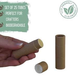 25 Eco Friendly Lip Balm Tubes .3oz 8.5g, Small Business Sustainable Kraft Paper Tube for Lipstick, Chapstick or Lipbalm