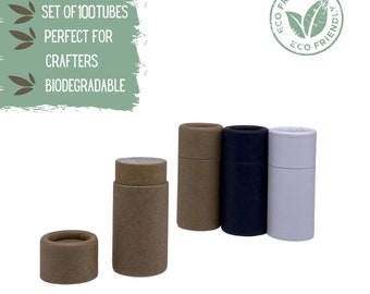 100 Eco Lip Balm Tubes .25oz 7g, Wholesale Kraft Paper Push Up Cosmetics Container, Bulk Sustainable Packaging