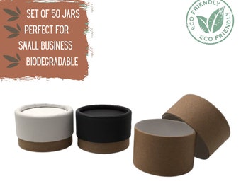 50 Eco Packaging Jars 1oz 30g - Biodegradable Jars for Face Cream and Cosmetics, Compostable Lotion or Body Butter Pot, Zero Waste Packaging