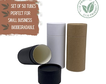 50 Tubos de Bálsamo Ecológico 2.5oz 70g - Desodorante Natural Biodegradable o Tubo Push Up Cosmético, Envase Ecológico Sostenible - 2.5 onzas 70 ml