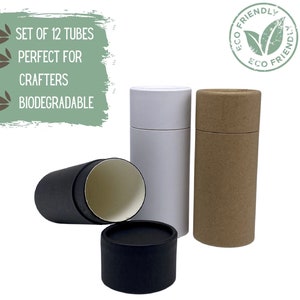 12 tubos de bálsamo ecológico 2,5 oz 70 g - Tubos push up compostables para desodorante natural y cosméticos, embalaje ecológico - 2,5 onzas 70 ml